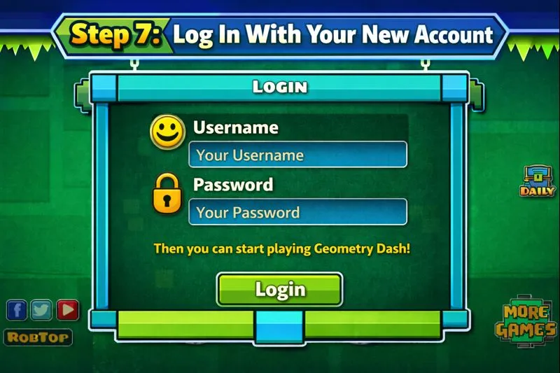 Geomatry daash account creation guide