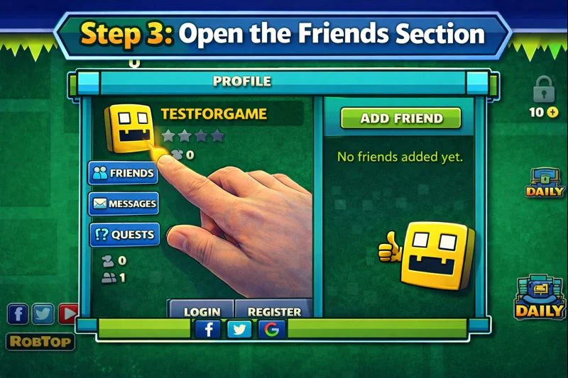 how to add friends in geometry dash