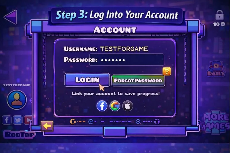 Geometry Dash username changing method log into account setting