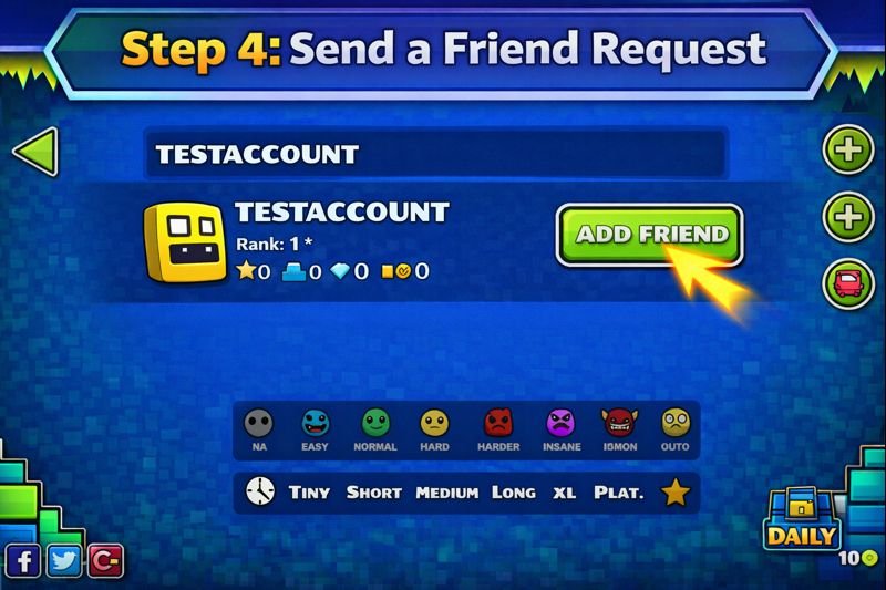 send friend request in geometry dash