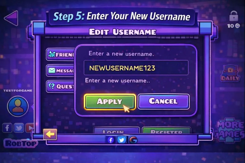 geometry dash username change